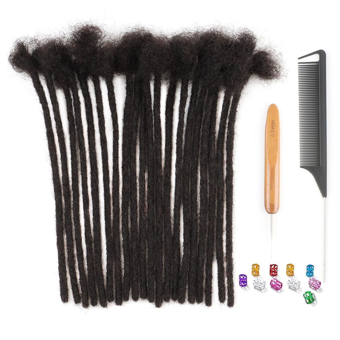 IIFLYDSFA 0.4cm Thickness Real Human Hair Dreadlock Extensions for Men/Women 8 Inch 20 Strands Full Handmade Permanent Locs Extensions Human Hair Can Be Dyed and Bleached
