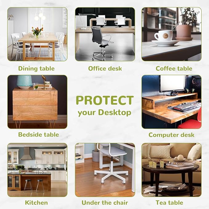 12 x 36 Inch Clear Table Cover Protector, Clear Desk Mat, Clear Table Protector, 1.5mm Thick Plastic Table Cover, Vinyl Table Protector, Clear Desk Pad, Desk Mats on Top of Desks