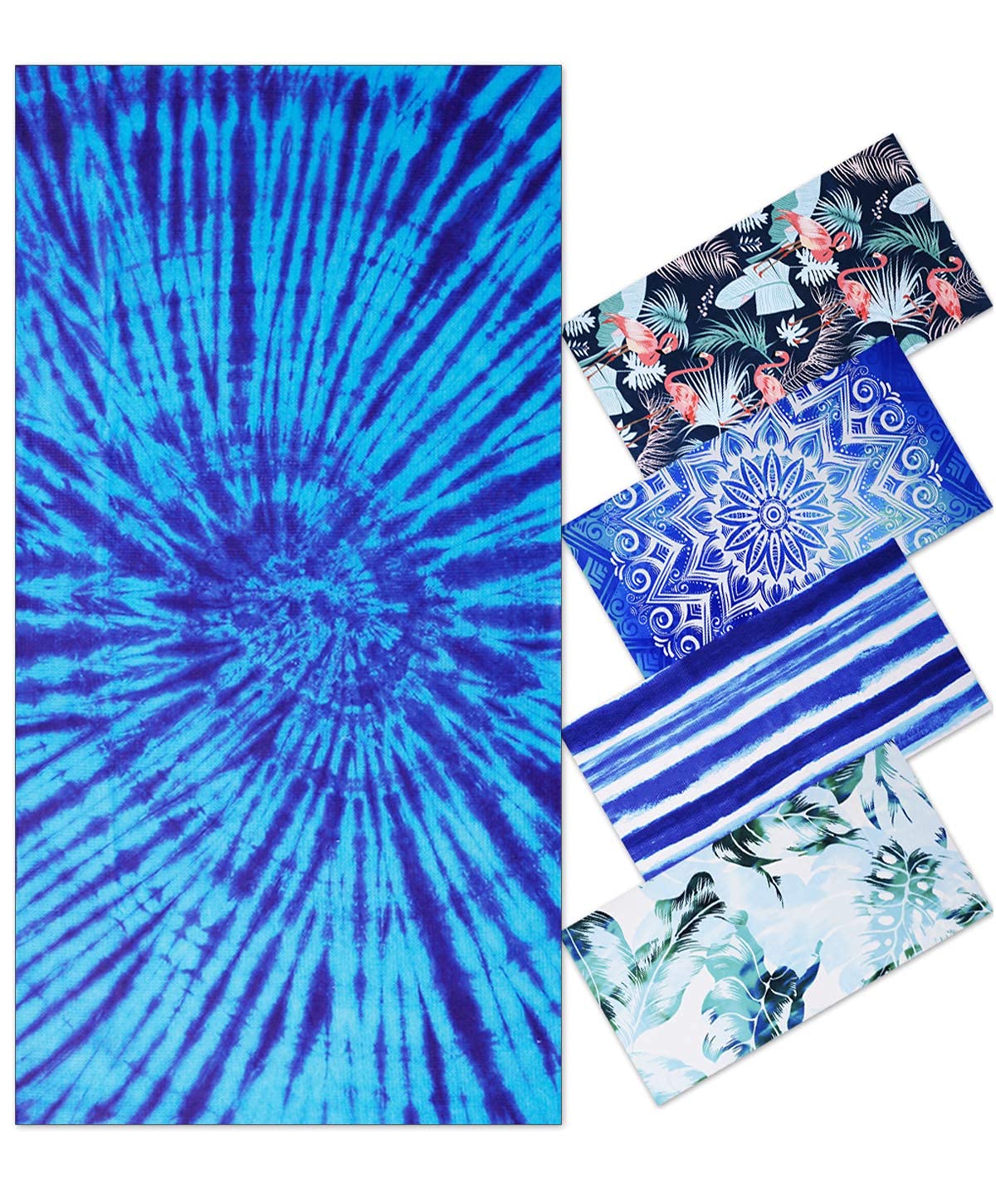 Oversized Terry Beach Towel 36 x 72 in Soft Extra Large Big Pool Swim Towels for Adult XL Clearance Big Travel Blanket Cruise Vacation Accessories Essentials Lounge Chair Cover Blue Stripe Boho
