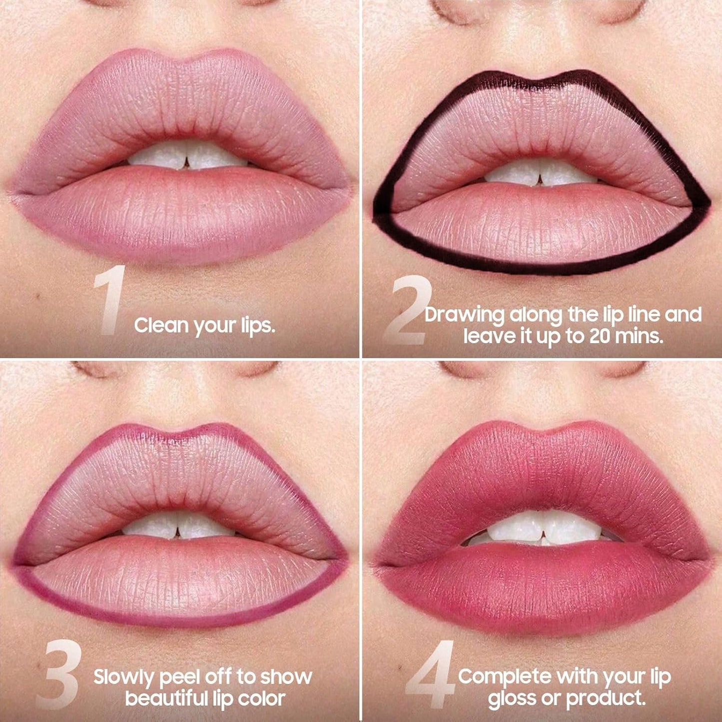 Lip Stain Peel Off - Lip Liner Long-wear & Waterproof Moisturizing Lip Stain with Matte Finish, Transfer-Proof, Non-Stick Cup Lip Tint Stay On All Day (Rose)