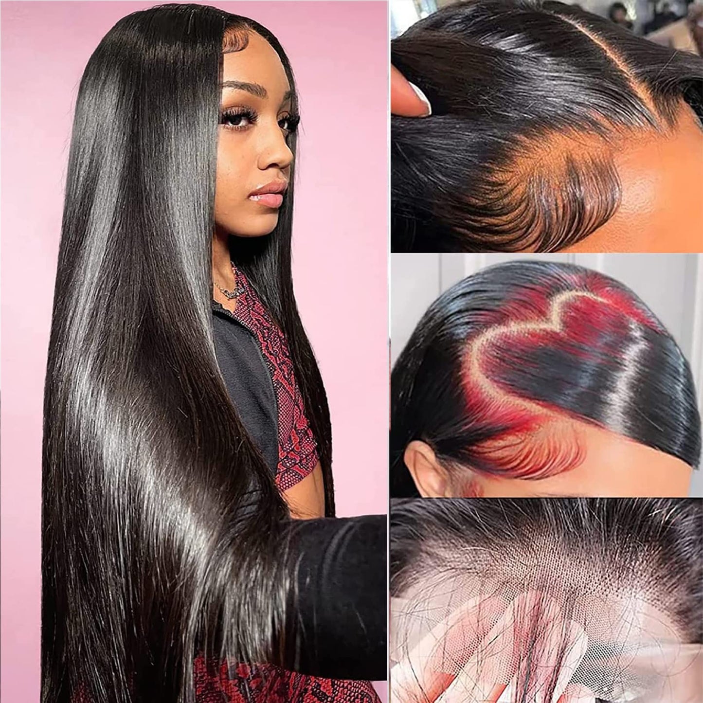 SUIFENGWU 13×4 Straight Lace Front Wigs Human Hair HD Lace Frontal Wigs 180% Density Brazilian Virgin Human Hair Wigs Pre Plucked With Baby Hair No Split Softness Wigs Full And Thick 18 inch