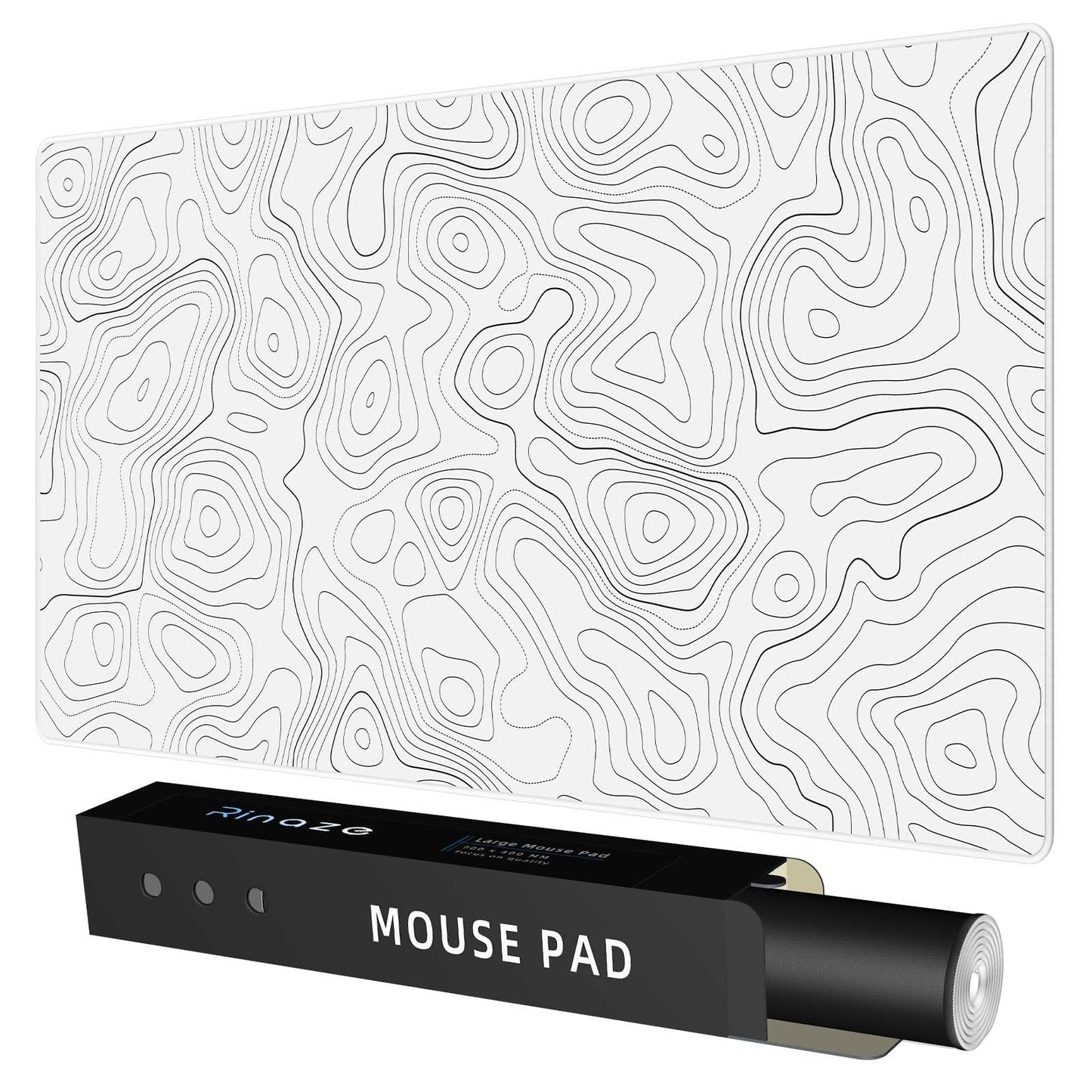 Extra Large Gaming Mouse Pad with Black Topographic, XXL Mousepad, Big Mouse Mat Desk Pad, Non Slip Keyboard Pad for Gaming Computer Laptop PC Office Desk Accessories