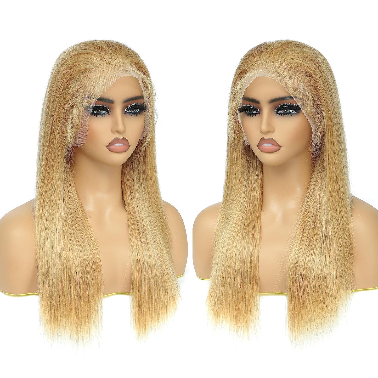 Straight 13x4 Lace Front Human Hair Wig For Black Women(16inch,180% Density)Honey Blonde Pre plucked Natura Hairline Transparent Lace Frontal Wig Brazilian Remy Glueless Lace Wig