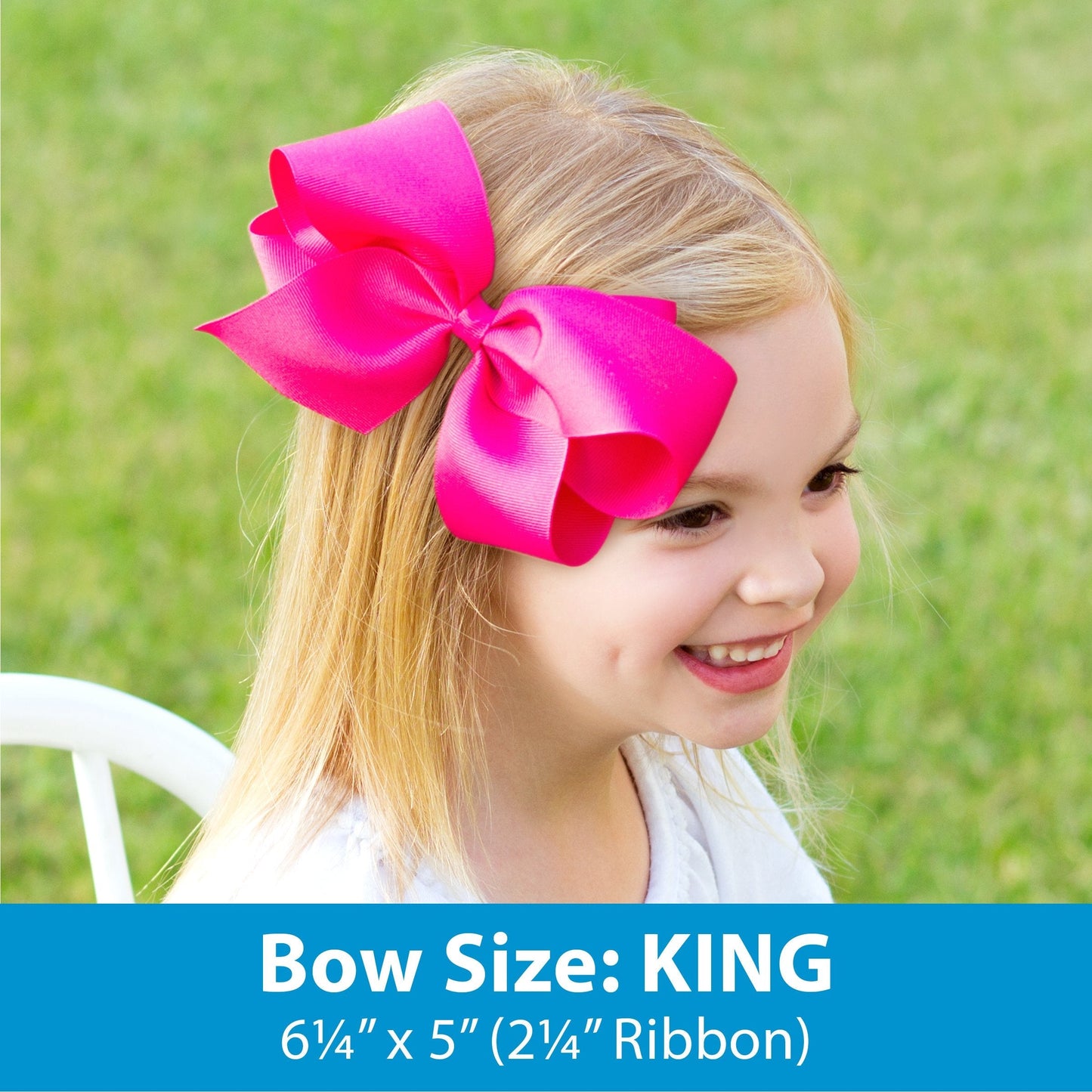 Wee Ones Girls' Grosgrain Hair Bow with Contrasting Moonstitch Edge and Wrap on a WeeStay Hair Clip, King, White with Red