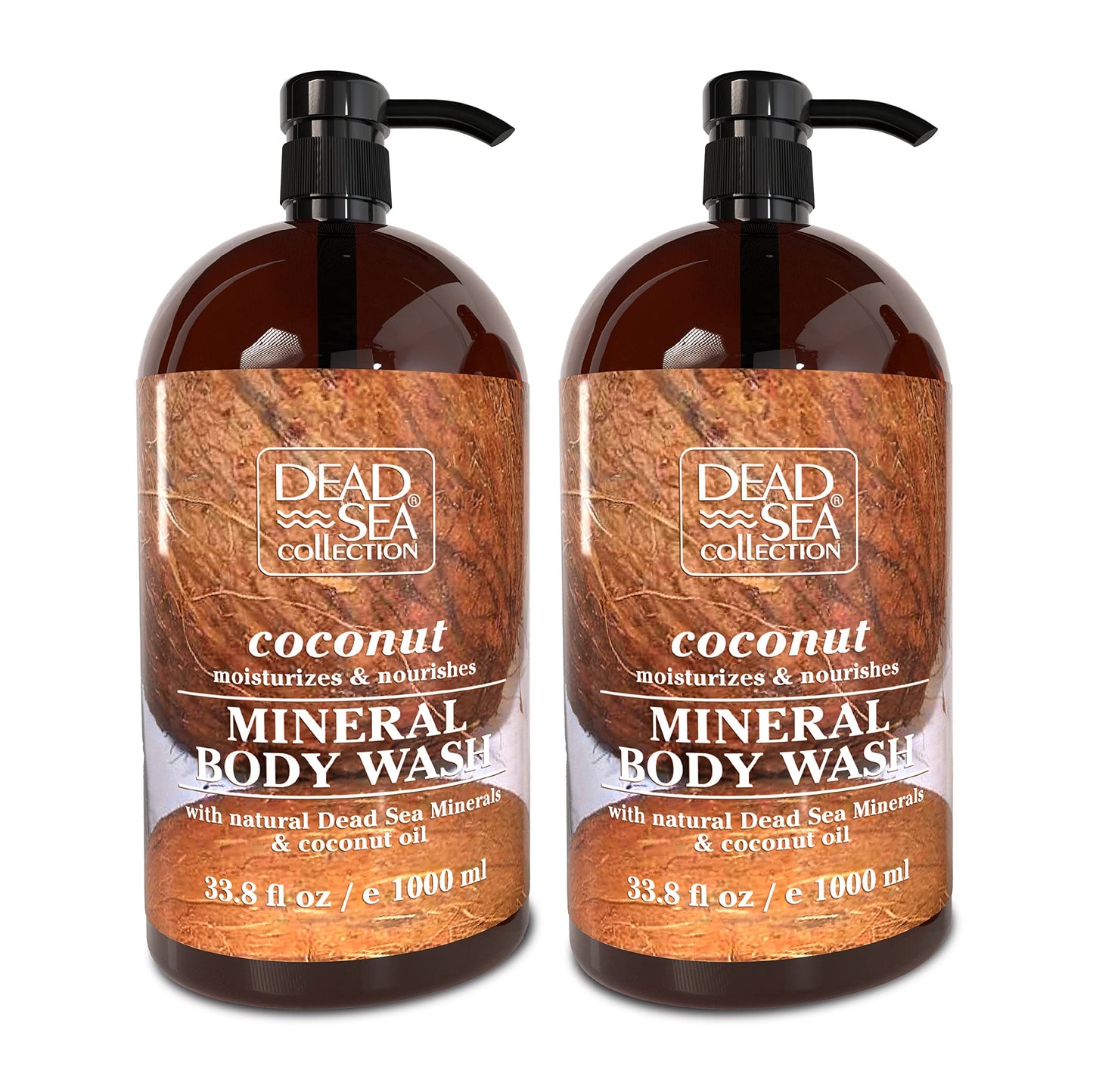 Dead Sea Collection- Coconut Body Wash - Pack of 2 (67.6 fl. oz) and Coconut Hand Soap - Pack of 2 (67.6 Fl. Oz) and Shampoo and Conditioner and Pack of 2 (67.6 fl. oz) Mega BUNDLE