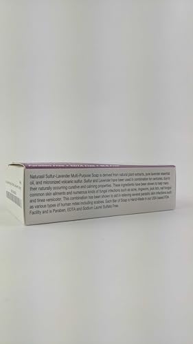 Naturasil 10% Sulfur Lavender Soap Bar Natural Skin Treatment for Acne, Bug Bites, Warts Treatment, Viral Bumps, Nodes & Itching | for Kids & Adults |113 grams