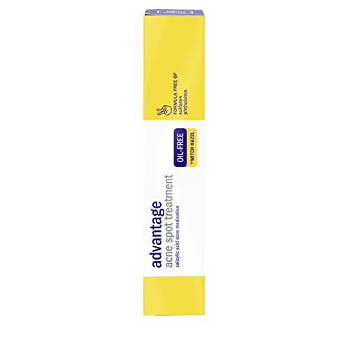 Clean & Clear Advantage Acne Spot Treatment Gel Cream, 2% Salicylic Acid Acne Medication, Witch Hazel, Oil-Free Gel Pimple Cream for Adults & Teens, Salicylic Acid, 3 x.75 Fl. Oz