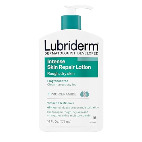 Lubriderm Intense Dry Skin Repair Lotion + Pro-Ceramide with Vitamin E & Minerals Helps to Repair Rough, Dry Skin, Fast Absorbing Lotion is Fragrance-Free and Non-Greasy, 16 fl. oz