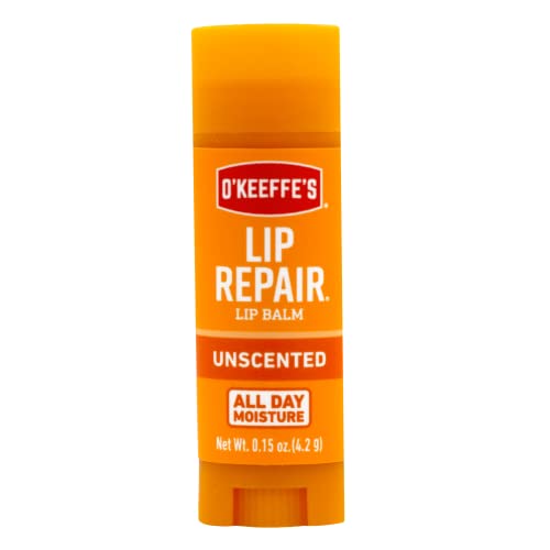 O'Keeffe's Unscented Lip Repair Lip Balm for Dry, Cracked Lips, Stick, (Pack of 6)