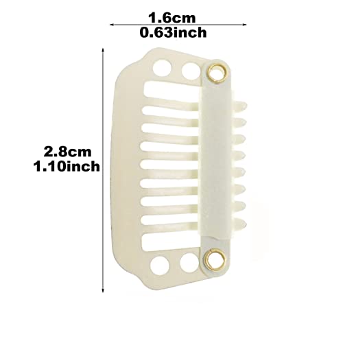 MICMART 100 Pcs Snap Clips U Shape Metal Teeth Clips With Soft Silicone Rubber DIY Comb Single Clip for Making Wig Caps Cloth Accessories Tools Hair Extensions Weft Weave Hairpieces (28mm 8-Teeth,