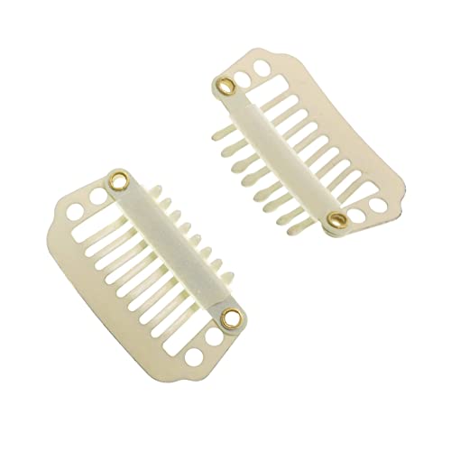 MICMART 100 Pcs Snap Clips U Shape Metal Teeth Clips With Soft Silicone Rubber DIY Comb Single Clip for Making Wig Caps Cloth Accessories Tools Hair Extensions Weft Weave Hairpieces (28mm 8-Teeth,