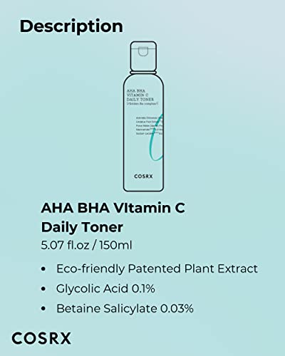 COSRX ABC Daily Toner, Korean Toner for Day & Night with AHA, BHA, & Vitamin C, Refreshing Exfoliating Toner for Clean Radiant Skin, Korean Skin Care, 150ml, 5.07 fl.oz