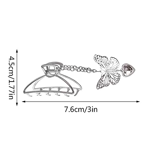 GGOOB Hair Clip, Fairy Grunge Aesthetic Jewelry (Style 2), 7.7cm/3inches, Alloy, Silver, Unisex, 1x Hair Claw