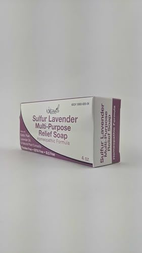 Naturasil 10% Sulfur Lavender Soap Bar Natural Skin Treatment for Acne, Bug Bites, Warts Treatment, Viral Bumps, Nodes & Itching | for Kids & Adults |113 grams