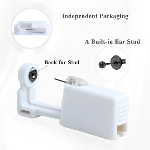 Ear Piercing Kit-18 PCS Disposable Self Ear Piercing Gun Piercing Tools with Gold Earrings Stud Ear Hole Cleaners (4G204)