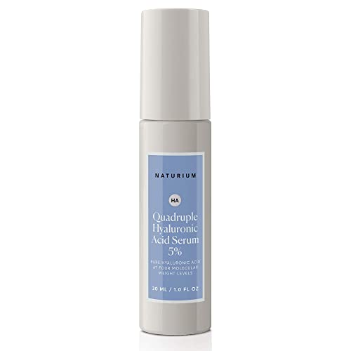 Naturium Quadruple Hyaluronic Acid Serum 5%, Hydrating & Plumping Face Serum, Anti-Aging & Moisturizing Skin Care, Fragrance-Free, 1 oz