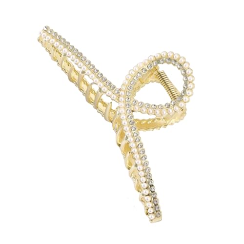 MalAAri: 2 Pearl and Rhinestone Hair Claw Clips for Women, Wedding Hair Accessories, Bridal Hair Clips, Party Hair Clips, Prom, Special Events (2, Gold & Silver)