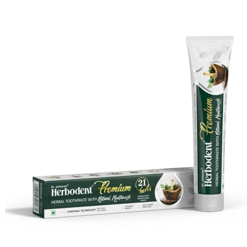 Herbodent® Premium Toothpaste - 21 Herbs for Strong Teeth & Healthy Gums - Neem, Clove, Cinnamon, Cardamom with Natural Mouthwash - No Paraben, No Fluoride, No Saccharin, No Triclosan (1, 5.82 Ounce)