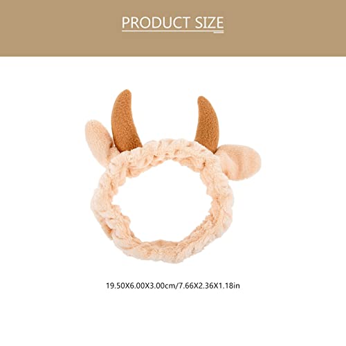 FRCOLOR Animal Spa Headband 2Pcs Cow Headband Skincare Soft Plush Hairband for Makeup Face Wash Cosmetic Shower Elasticity Cow Makeup Headband for Home