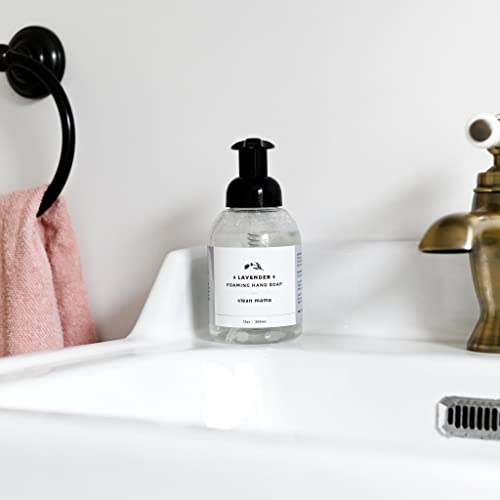 CLEAN MAMA Plant-Derived Foaming Hand Soap - Aromatic and Nourishing Hand Wash, Natural Essential Oils Infused - USDA Certified Biobased - 12 Ounce, Lavender