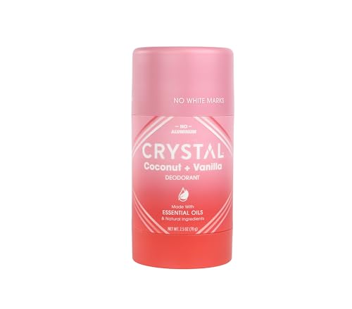 Crystal Magnesium Solid Stick Natural Deodorant, Non-Irritating Aluminum Free Deodorant for Men or Women, Safely and Effectively Fights Odor, Baking Soda Free, Coconut + Vanilla, 2.5 oz