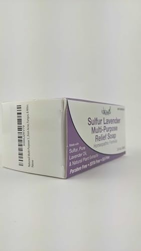 Naturasil 10% Sulfur Lavender Soap Bar Natural Skin Treatment for Acne, Bug Bites, Warts Treatment, Viral Bumps, Nodes & Itching | for Kids & Adults |113 grams