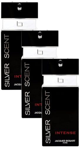 Jacques Bogart Silver Scent Intense Men Eau De Toilette Spray, 3.33 Ounce (Pack of 3)