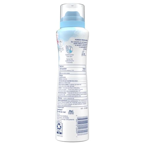Secret Dry Spray Antiperspirant Deodorant for Women, 48hr Weightless Sweat & Odor Protection, Gentle on Skin, Powder Fresh Scent, 4.1 oz (Pack of 3)
