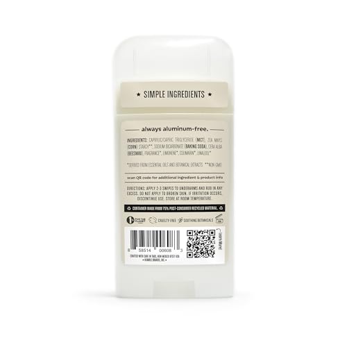 HUMBLE BRANDS Original Formula Aluminum-free Deodorant. Long Lasting Odor Control with Baking Soda and Essential Oils, Palo Santo and Frankincense, Pack of 3