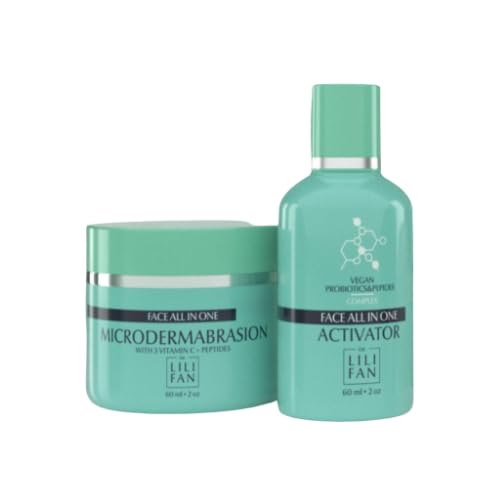 Dr. Lili Fan Probiotic All-In-One Microdermabrasion Kit. Includes Microdermabrasion Exfoliator and Activator Serum. Removes Dead Skin Cells and Brightens Skin.