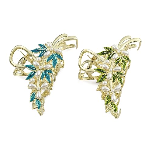 Eddie Munson Butterfly, Flower, and Leaf Hair Claw Clips Set for Women and Girls - Metal Large Hairpins for Thin, Thick, Long, or Short Hair (3 PCS)