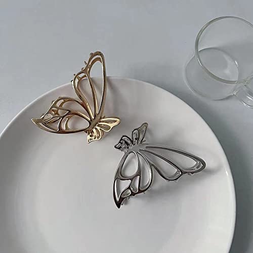 Diamond Non-Slip Strong Metal Butterfly Hair Claws Sparkly Hold Pearls for Women, Big Cute Headwear Gifts