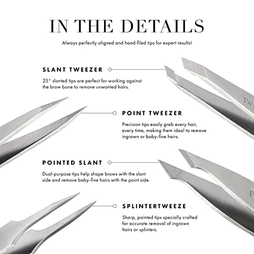 Tweezerman Stainless Steel Point Tweezer - Eyebrow Precision Tweezers, Facial and Ingrown Hair Removal (Rose Gold)