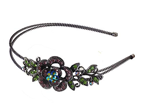 jcgy Crystal Flower Headband Resilient Metal Wire Hairband for Women Girls Hair Styling U86121-0119red/redCenter