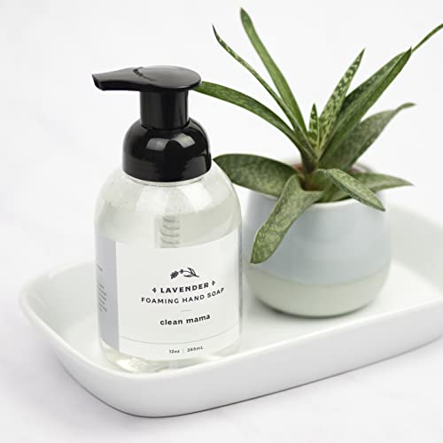 CLEAN MAMA Plant-Derived Foaming Hand Soap - Aromatic and Nourishing Hand Wash, Natural Essential Oils Infused - USDA Certified Biobased - 12 Ounce, Lavender