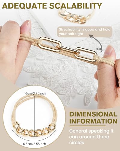 Hair Ties No Damage Gold Bracelet Hair Accessories, 8Pcs Practical Elastic Cute Hair Bands, Fashion Jewelry Ponytail Holders for Women, Thin or Thick Hair (8 Pack-Gold)