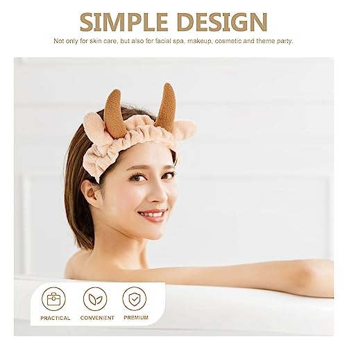 FRCOLOR Animal Spa Headband 2Pcs Cow Headband Skincare Soft Plush Hairband for Makeup Face Wash Cosmetic Shower Elasticity Cow Makeup Headband for Home