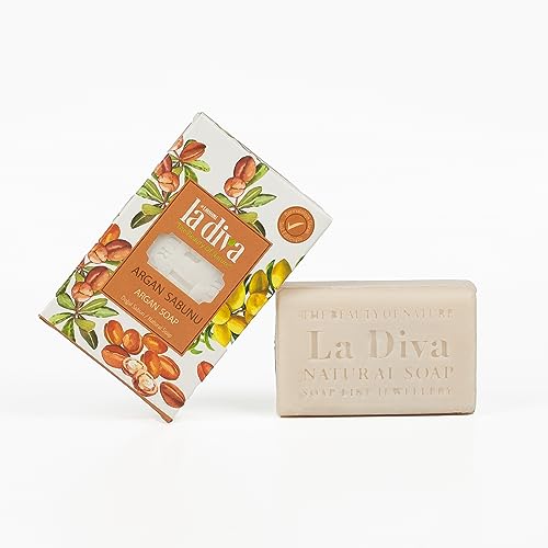 La Diva Organic Soap Collection - Hand Soap - Argan, Coconut Oil, Collagen, Donkey Milk, Lavender, and More - Premium Bar Soaps for Daily Hydration and Skin Nourishment (Argan)