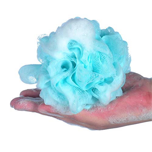 iboodi 60g/pcs Mesh Bath Pouf Shower Loofahs Shower Puff Pack of 4 (Blue)