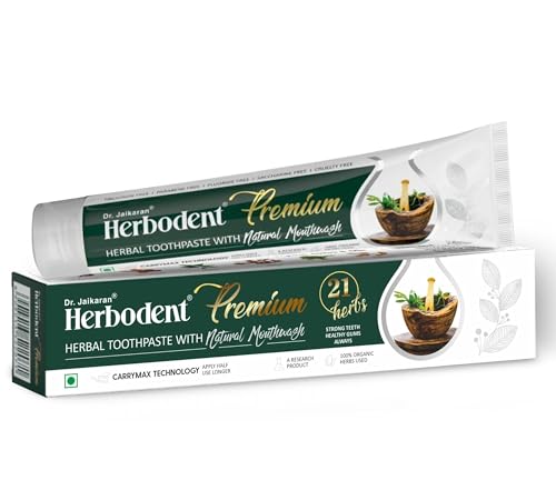 Herbodent® Premium Toothpaste - 21 Herbs for Strong Teeth & Healthy Gums - Neem, Clove, Cinnamon, Cardamom with Natural Mouthwash - No Paraben, No Fluoride, No Saccharin, No Triclosan (1, 5.82 Ounce)