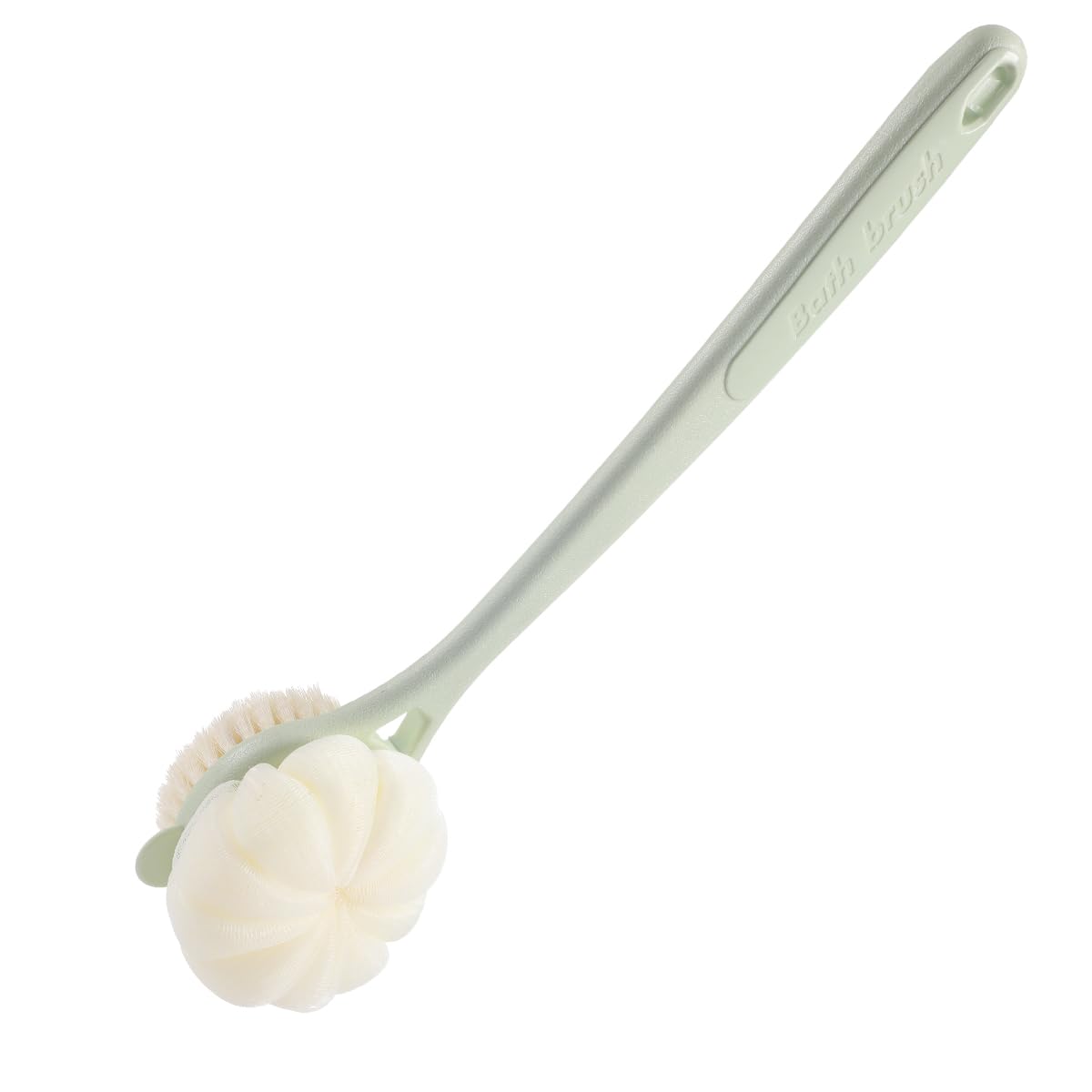 Maji Mama 15.7inch Upgrand Shower Body Brush,Soft Bristles and Loofah/Mesh Sponge Ball Long Handle Bath Brush Back Scrubber for Gentle Skin Exfoliating and Cleaning (Green)