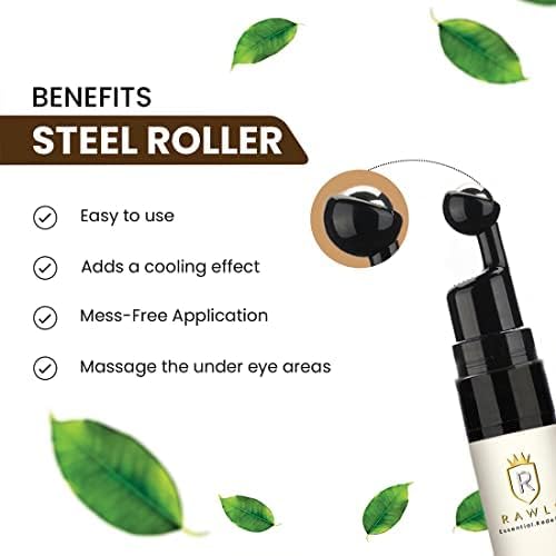 5% Caffeine Eye Serum and Under Eye Roller Cream for Dark Circles and Puffiness, Caffeine Eye Cream with 360° Massage Ball Reduce Wrinkles and Fine Lines-0.5 fl oz