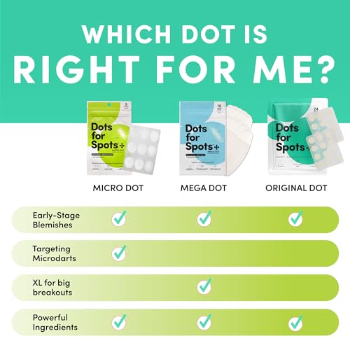 Dots for Spots Micro Dot Pimple Patches (Pack of 9) - Niacinamide Formula for Face and Body - Discreet Design, Fast-Acting, Vegan & Cruelty-Free Korean Skin Care