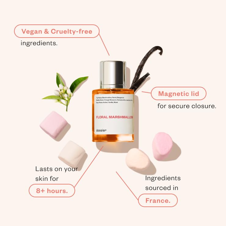 Dossier - PACK of 2 - Eau de Parfum - Floral Marshmallow (1.7 Fl Oz) - Ambery Saffron (1.7 Fl Oz) - Perfume Luxury - Pure Infused - Paraben Free - Vegan - Feminin - For Women