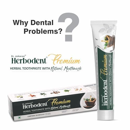 Herbodent® Premium Toothpaste - 21 Herbs for Strong Teeth & Healthy Gums - Neem, Clove, Cinnamon, Cardamom with Natural Mouthwash - No Paraben, No Fluoride, No Saccharin, No Triclosan (1, 5.82 Ounce)