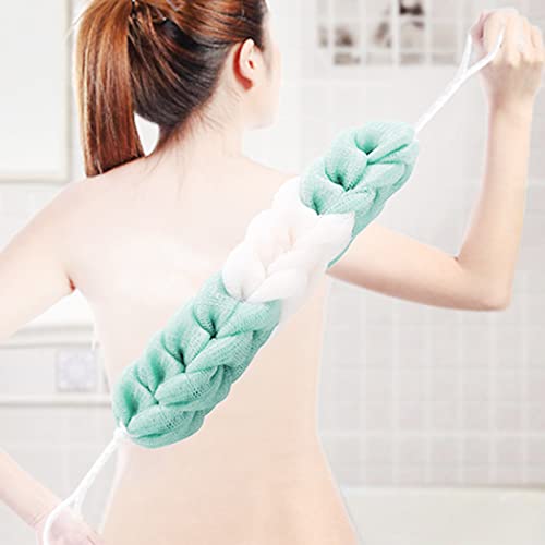 MURRI&MURRDI 4 Packs Long Loofah Back Scrubber for Shower,Body Bath Sponge Ball with Rope Handles,Stretch Exfoliating Mesh Sponge for Men and Women (2Grey+2Pink)
