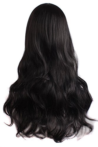MapofBeauty 28 Inch/70 cm Charming Women Side Bangs Long Curly Full Hair Synthetic Wig (Hot Pink)