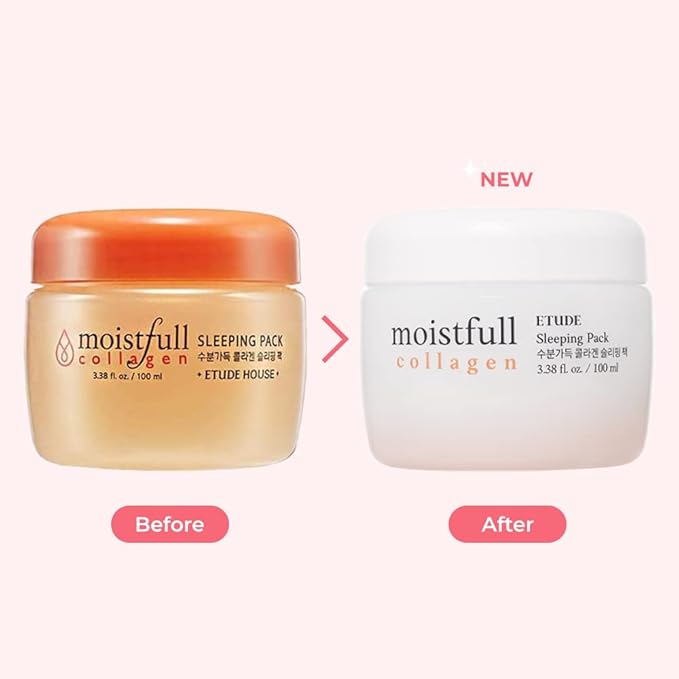 ETUDE Moistfull Collagen Sleeping Pack, Face Moisturizer, Night Cream, Super Collagen Water, Baobab Oil, Gel Texture, Deep Hydration, Korean Skin Care, Beauty (3.38 Fl Oz)