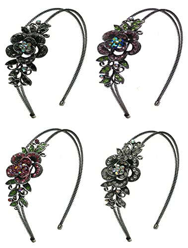 jcgy Crystal Flower Headband Resilient Metal Wire Hairband for Women Girls Hair Styling U86121-0119red/redCenter