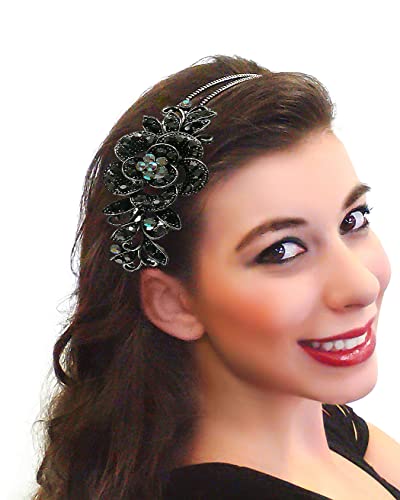 jcgy Crystal Flower Headband Resilient Metal Wire Hairband for Women Girls Hair Styling U86121-0119red/redCenter